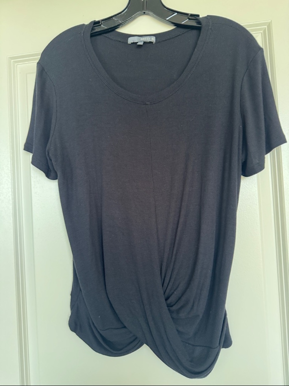 Matty M Black Short Sleeve Twist Front Tee